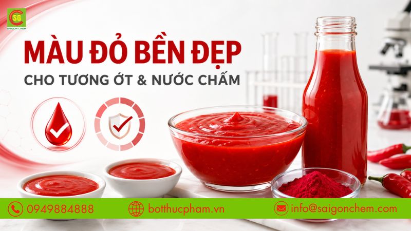 Ponceau 4R gi&uacute;p tương ớt v&agrave; nước chấm c&oacute; m&agrave;u đỏ bền, đẹp. 